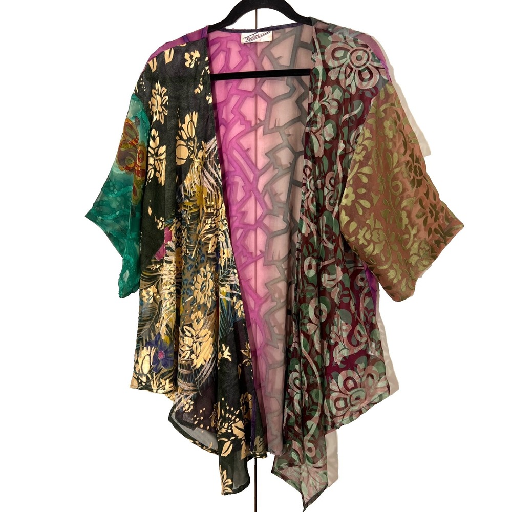 Whimsigoth Dark Fairy Burnout Kimono Top Womens OS Sterling Styles Shawl Wrap